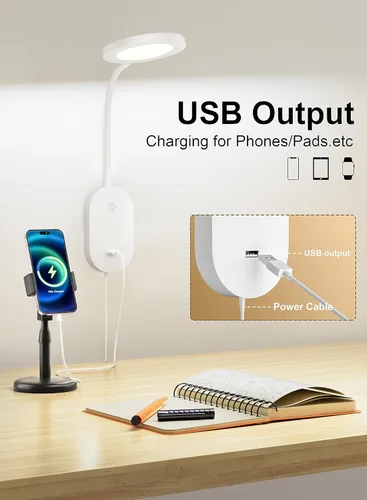 Miniatura 2 de deeloop Lámpara de Lectura Montada en la Pared, Luces de Libro con Salida USB, Lámparas de Lectura para Cabecera de Cama con Apagado Automático de 4