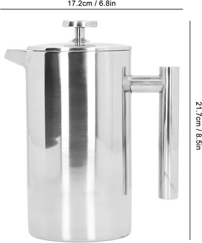 Miniatura 7 de Percoladora de café, 8.5 x 6.8 x 4.1 pulgadas, 33.8 fl oz, olla de café estable en forma de U sin goteo, hervidor de acero inoxidable de doble capa