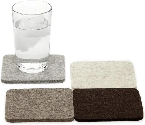 Miniatura 24 de Graf Lantz - Juego de 4 posavasos redondos de lana de merino Bierfilzl - Negro (círculos de 10 cm) - Absorbe el 30% del peso - Lana alemana