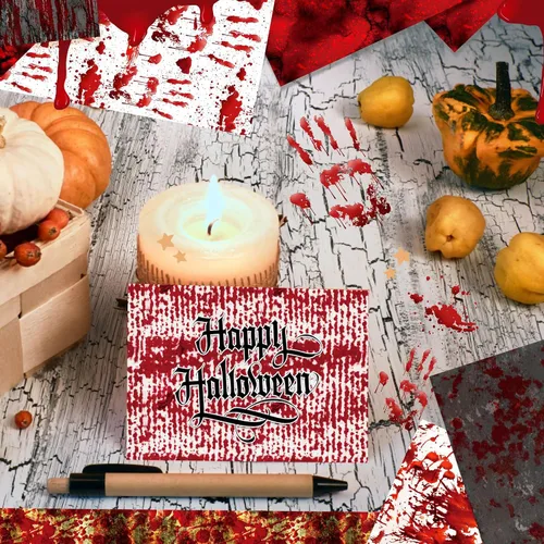 Miniatura 6 de Papel de doble cara para álbum de recortes, patrón de huellas de manos de sangre de Halloween, papel decorativo de origami de 12 pulgadas