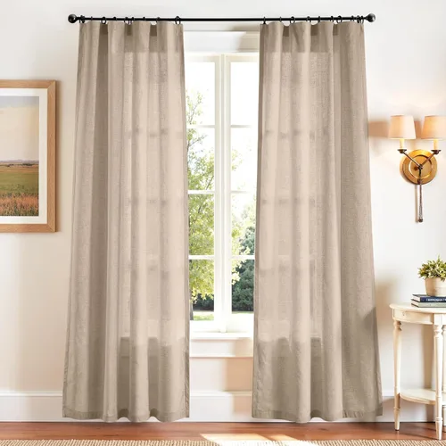 Miniatura 48 de JINCHAN Cortinas de lino de 108 pulgadas de largo, juego de 2 paneles, cortinas de ventana para sala de estar y dormitorio, cortinas
