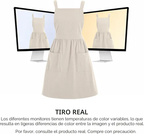 Miniatura 6 de Delantal de lino de algodón Pinknoke, vestido de mandil para mujer con bolsillos, lindos delantales de arte, chef para cocina, hornear, jardinería