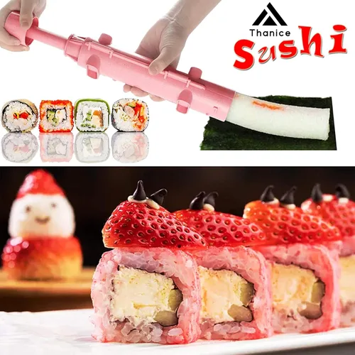 Miniatura 3 de Thanice Kit de rodillos de sushi, juego de fabricación de bazuca de sushi, duradero, máquina para hacer arroz de chef de campamento, molde de sushi