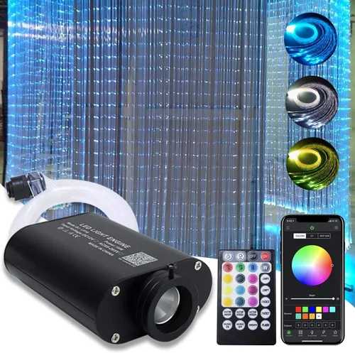 Miniatura 10 de AMKI Kit de luces de cortina de fibra óptica RGBW de 16 W, 300 hebras de punto de destello con control inteligente de aplicación de sonido, cable