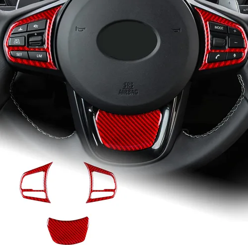 AIRSPEED Adhesivo decorativo para volante de automóvil, marco de botón de fibra de carbono, para Toyota Supra GR A90 A91 MK5 2019-2022, rojo