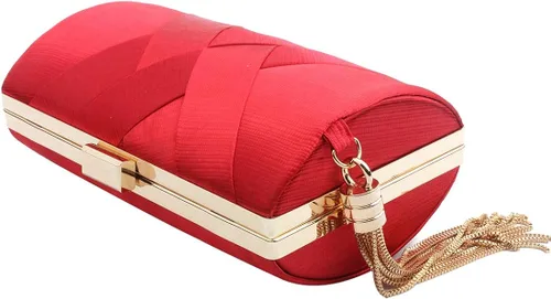 Miniatura 5 de Elegante bolsa de noche de seda con colgante de borla para mujer bolso de mano para novia boda graduación fiesta de salida nocturna