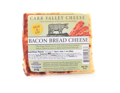 Miniatura 2 de Carr Valley Bread Cheese® Paquete de 3 Sabor a tocino (3) piezas de 6 onzas Auténtico queso Wisconsin para asar con tocino para calentar