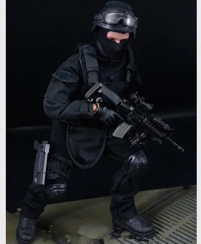 Miniatura 6 de BJPEY Figuras de acción de 12 pulgadas, juguete de figura de soldado flexible con soporte 1:6 (SWAT)