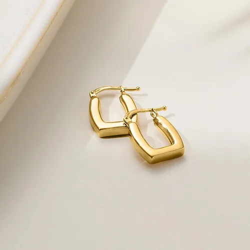 Miniatura 2 de Pure Collection by Ross-Simons - Pendientes de aro cuadrados de oro amarillo italiano de 14 quilates