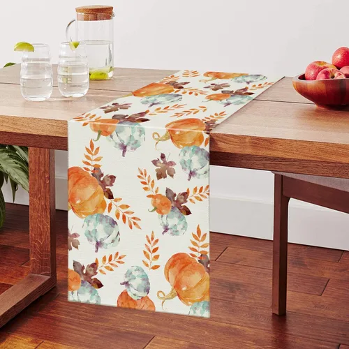 Miniatura 4 de Camino de mesa de otoño, hojas, bayas, cosecha de otoño, Acción de Gracias, caminos de mesa de vacaciones, comedor, cocina, decoración de fiesta, 13
