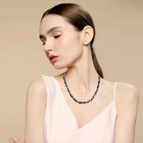 Miniatura 6 de Collar de hematita unisex negro - Collar de hematita magnética natural que alivia la fatiga alrededor del cuello, hombro - 21.6 pulgadas (21.7 in)