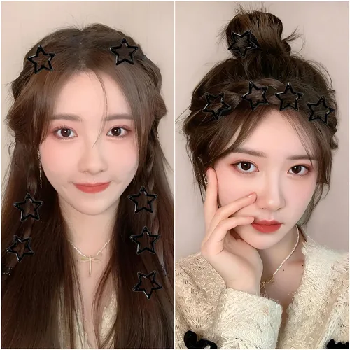 Miniatura 8 de 10 pinzas para el cabello de estrella para niñas, bonitos pasadores de metal con purpurina, accesorios antideslizantes para rave, clip de pelo Y2K