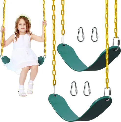 Miniatura 8 de PACEARTH Paquete de 2 columpios con capacidad para 660 libras con cadenas antioxidantes de 68.9 pulgadas recubiertas de plástico de 23.6 pulgadas