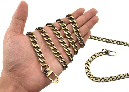 Miniatura 40 de HAHIYO Correa metálica de cadena para bolso de 43.3' de oro para bolso cruzado, bandolera y bolso de mano, cómoda y plana de 0.4' de ancho, extra