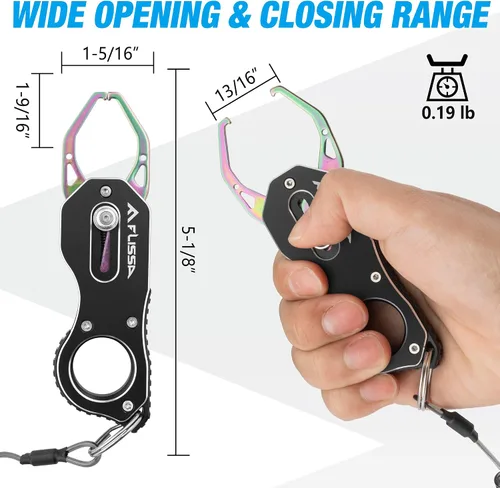 Miniatura 3 de FLISSA Fish Gripper, Fish Lip Grip Tool with Carabiner and Spring Anti-Lost Rope, Durable Stainless Steel Fish Grabber Gripper, Lightweight Holder
