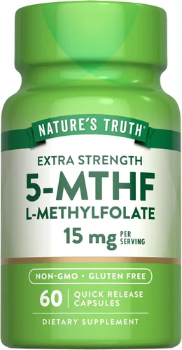 Nature's Truth L Metilfolato de 15 mg | 60 cápsulas | Suplemento sin OMG y sin gluten | Extra fuerte