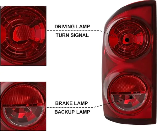 Miniatura 2 de Luz Trasera Izquierda Compatible con 2007 2008 Dodge Ram 1500/07 08 09 Ram 2500 3500 Luz de Freno Trasera rojo ((Red - L)