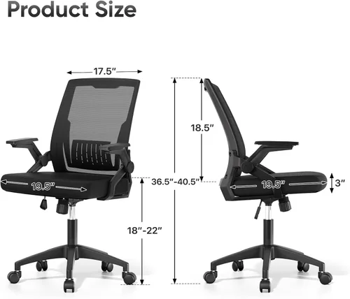 Miniatura 3 de Ergonomic Office Chair, Home Desk Chair with Flip-Up & Adjustable Armrest, 135° Reclining Tilt Lock, Thickness Cushion Mesh Back Office Chairs for