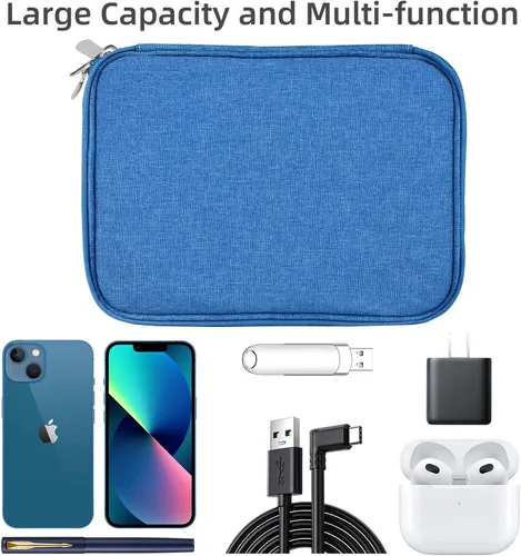 Miniatura 3 de Organizador de artículos electrónicos – Bolsa organizadora de cables de viaje, resistente al agua, doble capa para cable, iPhone, iPad Mini, regalo