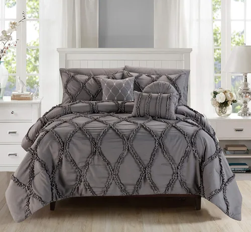Elegant Comfort Juego de edredón de 10 piezas, diseño infinito, ultra suave, con almohadas decorativas y sábana bajera con bolsillos de