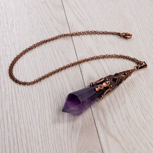 Miniatura 4 de Bivei Collar de chakra de latón antiguo retro con 12 prismas hechos de prisma con piedras preciosas de cuarzo y piedra curativa
