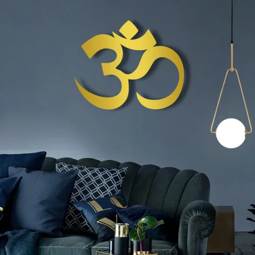 Fayholy Arte de pared de metal, decoración de metal Om, decoración Namaste, símbolo de aum, arte de pared Om, decoración de estudio de yoga,