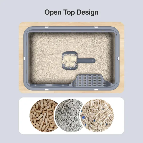 Miniatura 6 de Caja de arena de acero inoxidable para gatos, caja de arena de metal de alta cara abierta con cuchara, cajas de arena extra grandes para gatitos