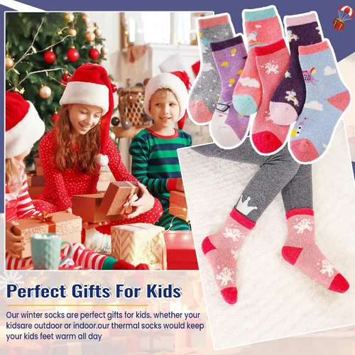 Miniatura 113 de Eocom 6 pares de calcetines de invierno cálidos de lana para niños y niñas