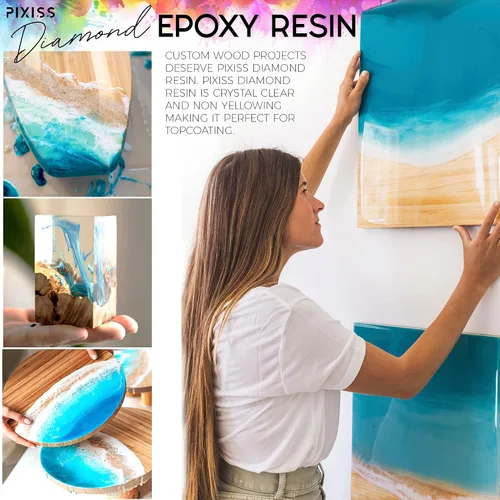 Miniatura 6 de Pixiss Kit de resina epoxi de 2 galones, resina de arte transparente y endurecedor con guantes, esparcidor, varillas de mezcla de silicona