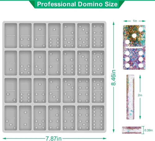 Miniatura 3 de Moldes de dominó profesionales para fundición de resina, moldes de dominó gigantes para fundición de resina, doble 6 moldes de dominó, brillantes