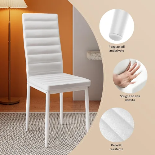 Miniatura 5 de Juego de mesa de comedor de cocina Bealife para 6, juego de mesa y sillas de 7 piezas de vidrio templado moderno para el hogar, cocina, sala