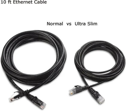Miniatura 4 de Cable Matters Paquete de 5 cables Ethernet ultrafinos Cat6 de 10 Gbps corto sin enganches de 7 pies (cable Cat6 delgado) en negro