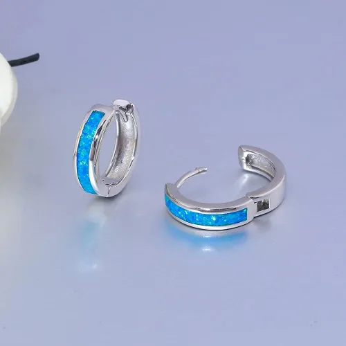 Miniatura 220 de CiNily Aretes Huggie de ópalo con bisagras, chapados en oro, hipoalergénicos, pequeños aretes de aro para mujeres, adolescentes, niñas, hombres