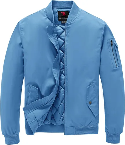 Miniatura 14 de TBMPOY - Chaqueta de hombre para el otoño, chaqueta de invierno, rompevientos, bomber, con cremallera, acolchada, de softshell, cálida