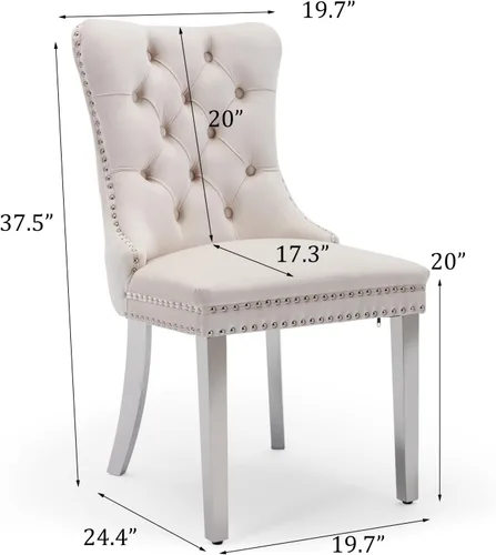 Miniatura 7 de SoarFlash - Juego de 2 sillas de comedor de terciopelo, silla lateral de respaldo alto, silla lateral moderna tapizada de alta gama con respaldo