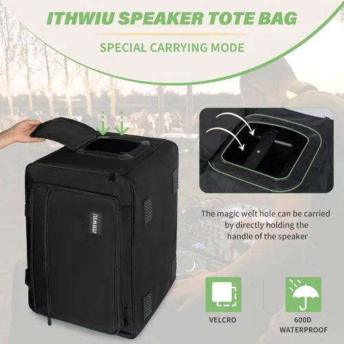 Miniatura 3 de Bolsa de transporte para altavoces con esponja engrosada para gabinetes de altavoces compactos de 10"; de servicio pesado, compatible con QSC K10
