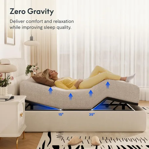 Miniatura 5 de FLEXISPOT Base de cama ajustable Twin XL–Gravedad cero y masaje relajante, posiciones de memoria, motor ultra silencioso, montaje rápido, patas