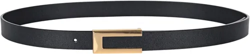 Miniatura 438 de Cinturón de cuero clásico con hebilla de metal para mujer con vestido de jeans