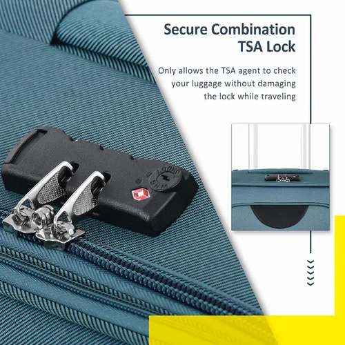 Miniatura 5 de Voohek Softside - Juego de 3 piezas expandible para maleta, equipaje ligero y ligero, Verde, Softside - Maleta extensible de 3 piezas, maleta