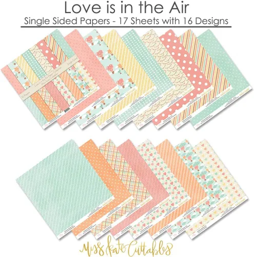 Miniatura 2 de Paquete de papel con patrón – Love is in the Air – Álbum de recortes de papel especial premium de una cara de 12 x 12 pulgadas, colección incluye 16