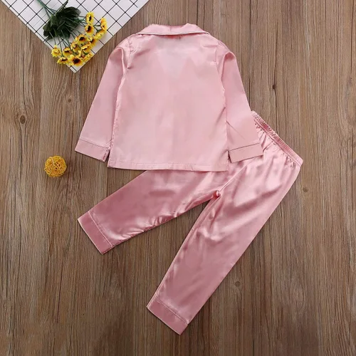 Miniatura 31 de Conjunto de pijama de manga larga con botones para niña pequeña, conjunto de ropa de dormir