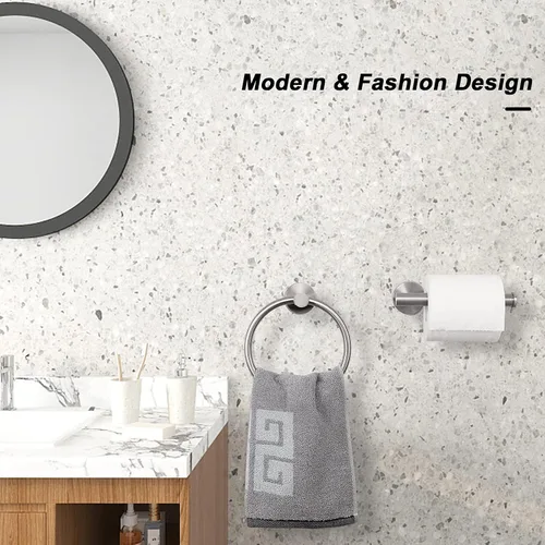 Miniatura 5 de NearMoon 2 piezas de accesorios de baño, toallero y soporte para papel higiénico, colgador de toallas de baño de acero inoxidable y soporte
