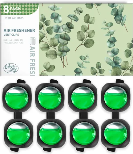 Miniatura 13 de Clips ambientadores para ventilación de automóvil, paquete de 8, proporciona aroma duradero, hasta 240 días, eliminador de olores (manzana y canela)