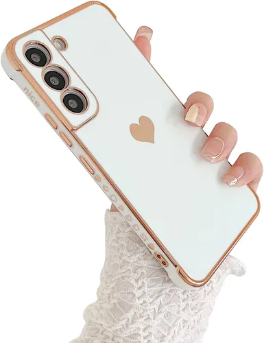 Miniatura 26 de phylla Funda de teléfono compatible con Samsung Galaxy A12 de 6.5 pulgadas, lindo corazón chapado en oro, elegante funda de lujo para mujer