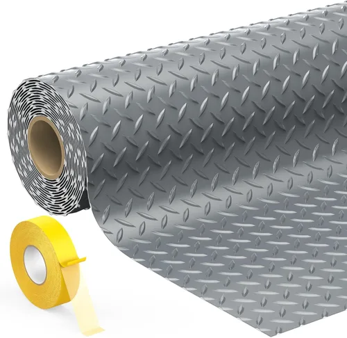 Miniatura 9 de Alfombrilla de piso de garaje de 7.8 x 20 pies, rollo de piso de vinilo de diamante de 2.8 mm de espesor para debajo del auto, tamaño grande de 156