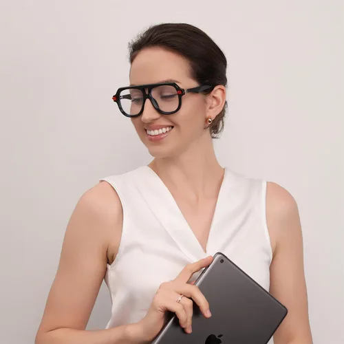 Miniatura 8 de FEISEDY Gafas de aviador con montura para mujeres y hombres, con bloqueo de luz azul, antideslumbrantes, B0039