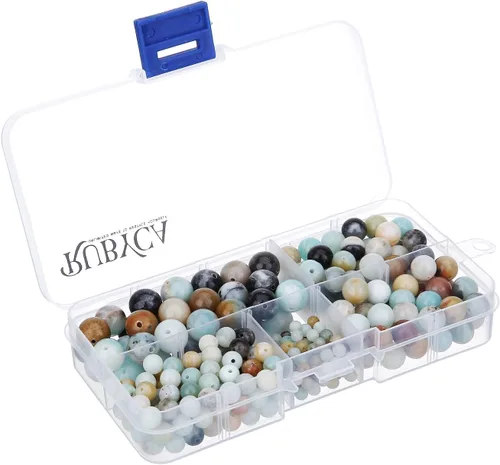 Miniatura 14 de RUBYCA Natural negro lava piedras preciosas redondas sueltas cuentas organizador caja de plástico fabricación de joyas mezcla tamaños
