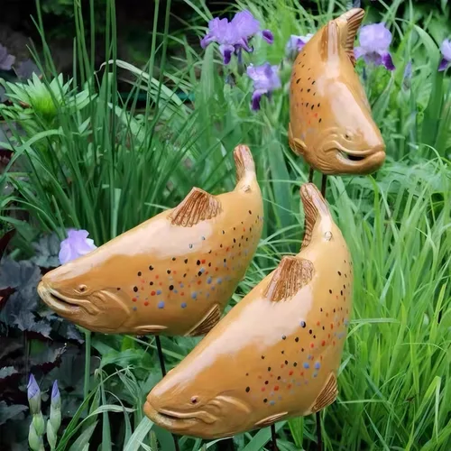 Miniatura 12 de Koi Fish Decor Garden: 3 piezas de escultura de pez Koi de resina, estatua de peces de jardín con estaca, para exteriores, patio, césped, estanque
