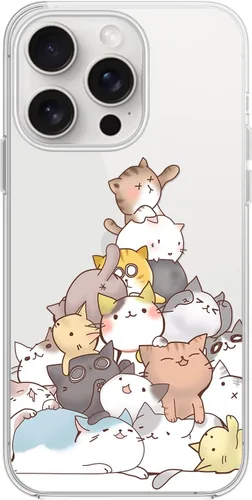 Miniatura 42 de Blingy's Funda para iPhone 15 Pro, lindo estilo de gato con patrón de flor de cerezo divertido diseño de animales de dibujos animados, funda Gato