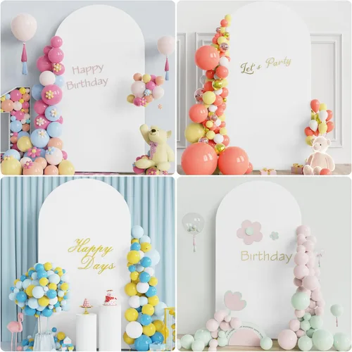 Miniatura 10 de Putros Cubierta de Arco de Boda 6 Pies Beige Spandex Ajustada Parte Superior Redonda Chiara Cubiertas de Soporte de Fondo para Decoración de Bodas